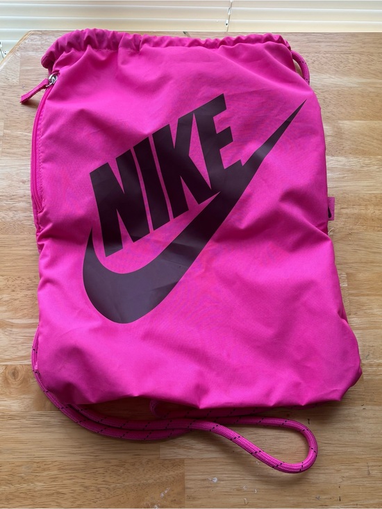Nike Handbags - Nike Hot Pink Drawstring Backpack with Black Logo